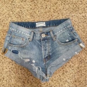 One X Teaspoon Denim Shorts Distressed Patch Detail Size 24